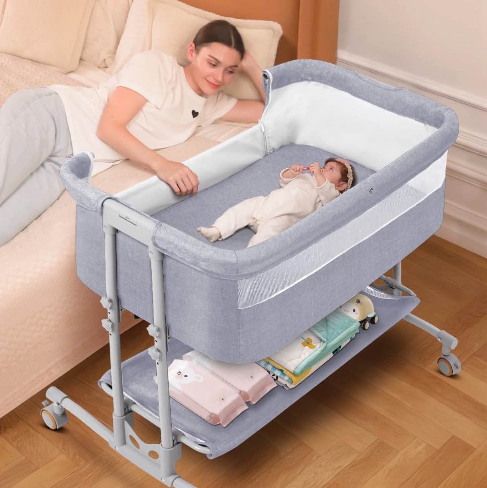 babyeap baby bassinet bedside sleeper bassinet for 0–5 months infants, unisex, light grey