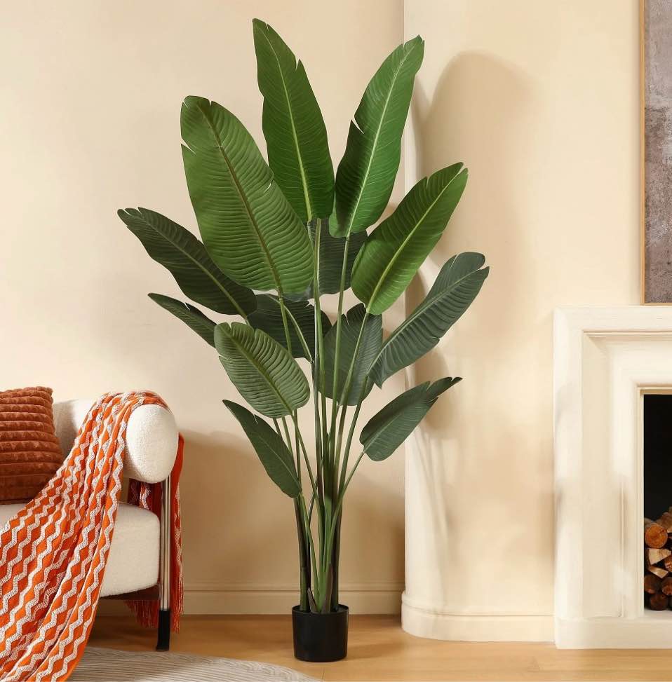 6 feet artificial bird of paradise plant fake tropical palm tree for indoor outdoor, perfect faux plants for home garden office store decoration