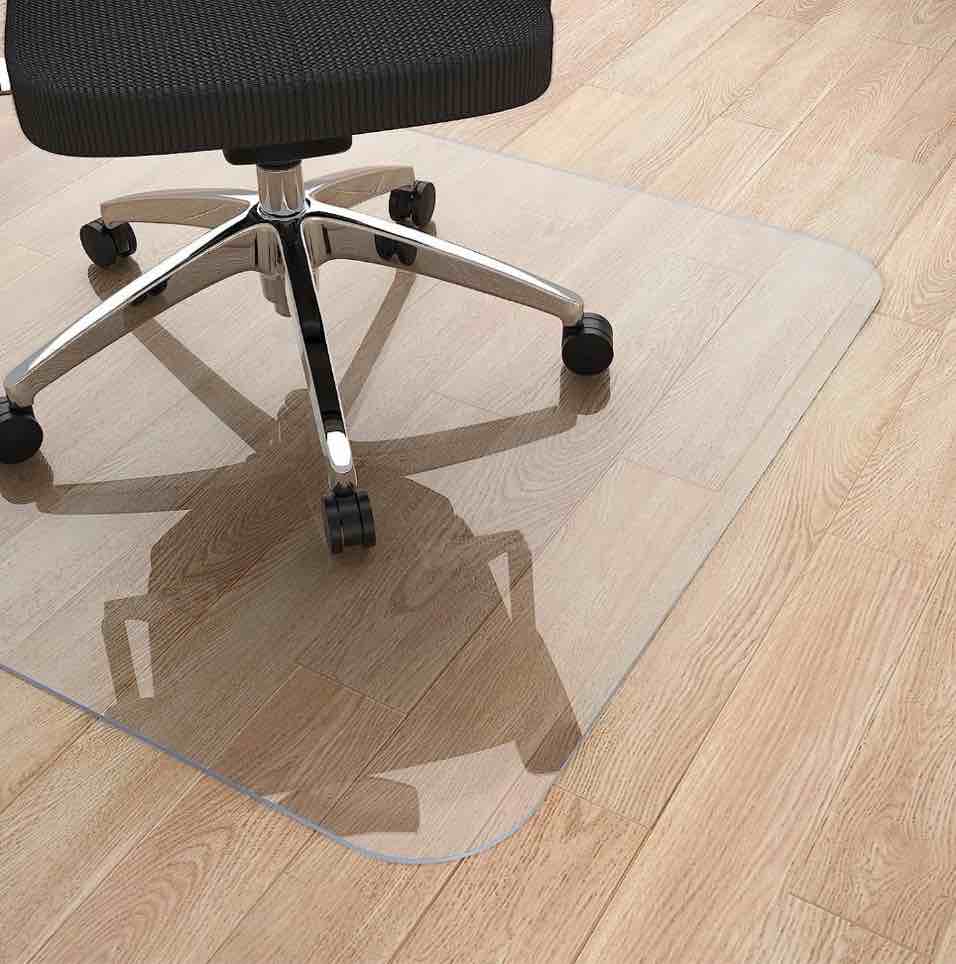 office mat for hard floor (36 "x 48" rectangle), transparent pvc, mudeela office chair mat for home and office
