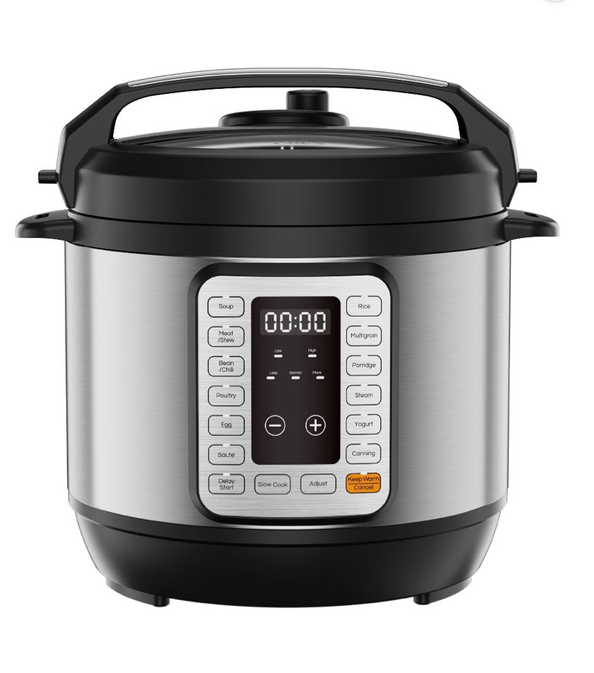 edx instant cooker 8 quart 7-in-1 electric pressure cooker multi-function features & stainless steel pot