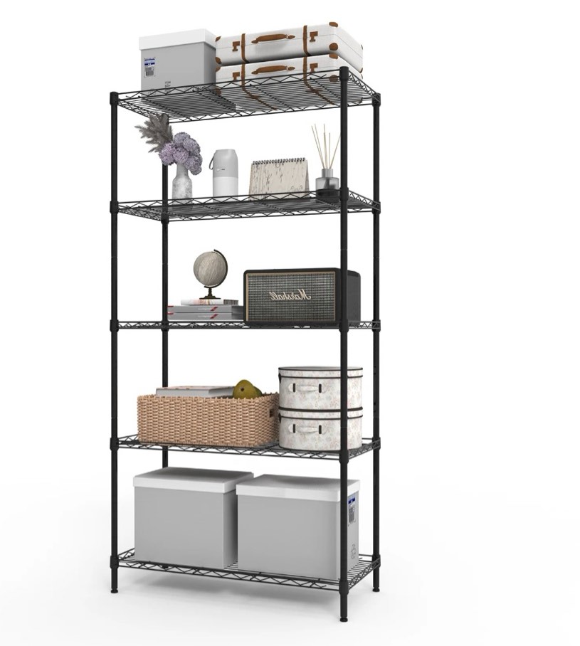 ktaxon 5-tier wire shelving unit, steel storage rack for garage office kitchen black, 30" w x 14" d x 60" h