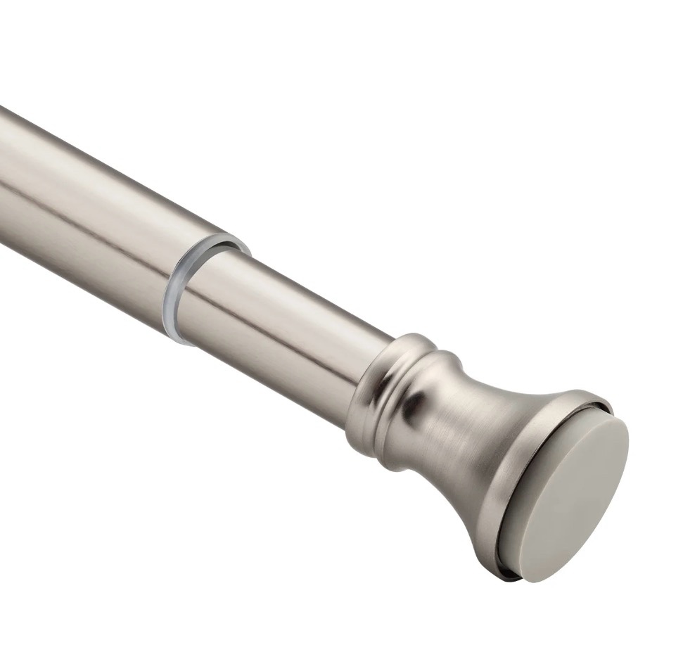 amazerbath spring tension shower curtain rod, 54-90 inches rust-resistance tension curtain rod bathroom rod, adjustable shower curtain rod no drill, nickel