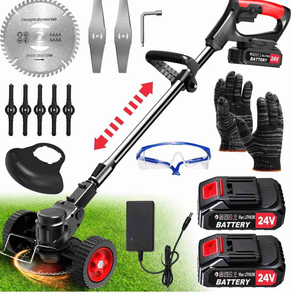tntants electric weed wacker  cordless string trimmer   adjustable length  weed eater grass trimmer/edger/brush cutter for lawn yard garden (black) (( tool only ))