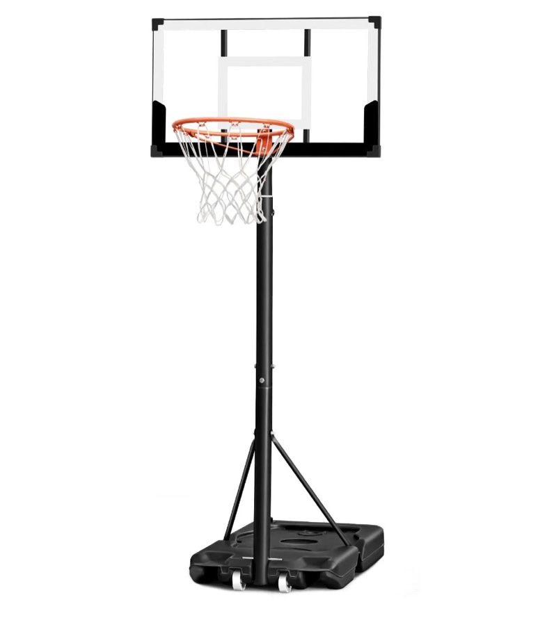 seray adjustable basketball hoop for kids, teens & adults, 3.3 to 10 feet height, 40 inch backboard, portable with 2 wheels, indoor/outdoor use