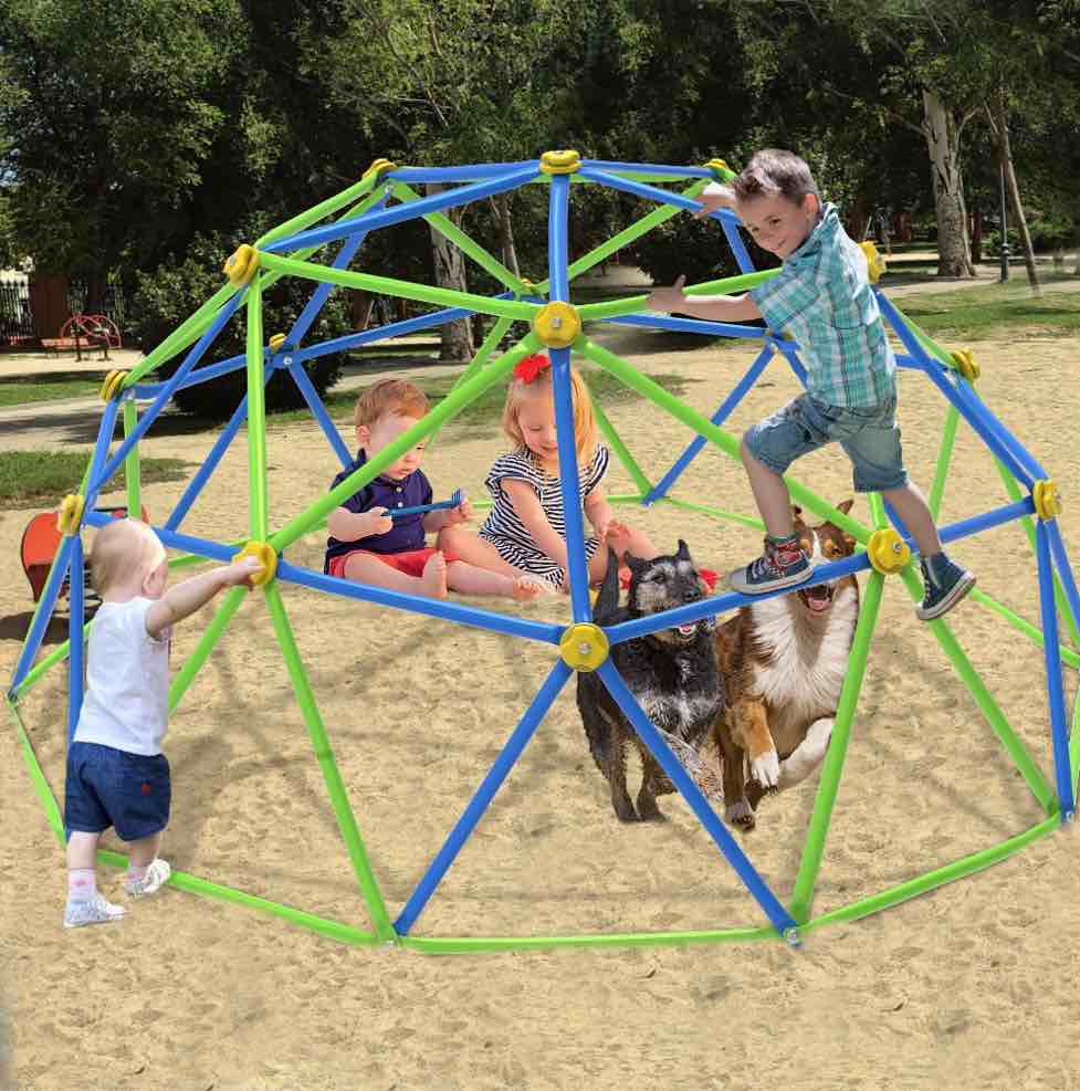gvdv 10 ft dome climber jungle gym for kids - outdoor rust-resistant play equipment, easy assembly, supports 1000 lbs