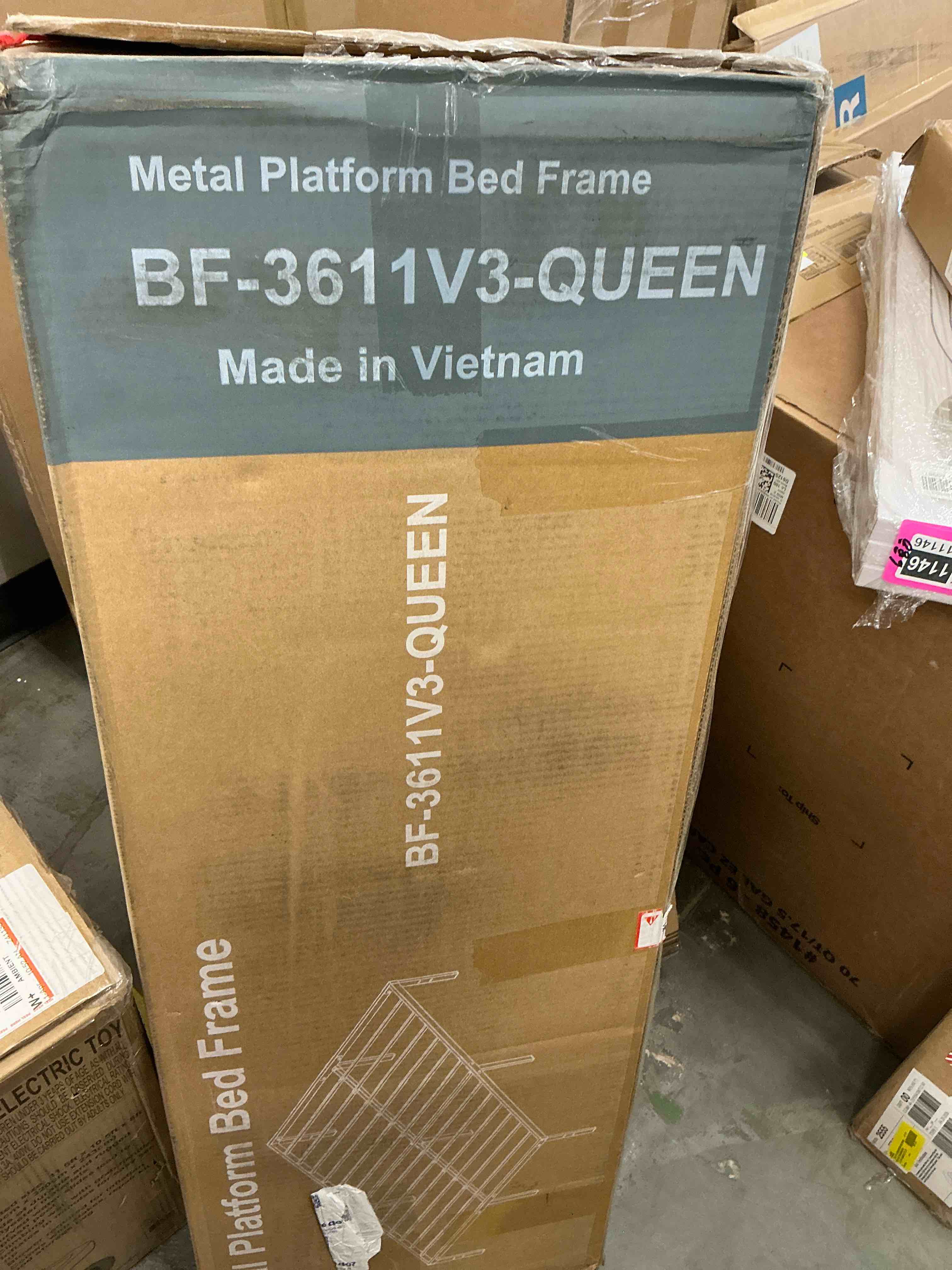 Condition photo showing New/Like New for edx 14 inches queen bed frame, heavy duty metal platform with storage space under frame, no box spring needed queen size bed frame, black