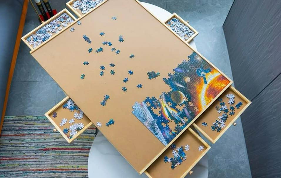 Dazzle Bright 27  x 35 Rotating Puzzle Board with Drawers(hold 1500 pcs puzzles) with 6 Sliding Drawer