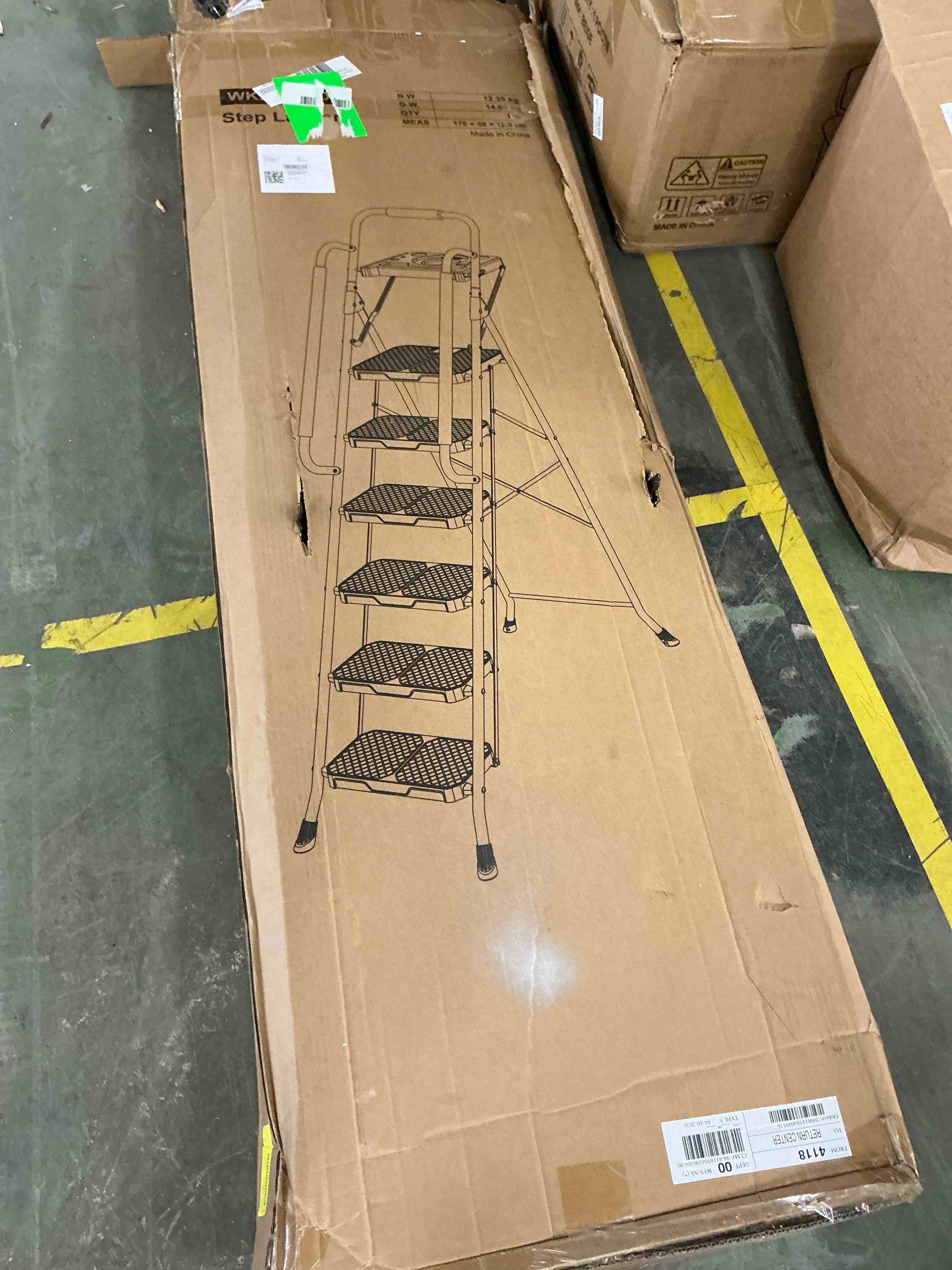 Condition photo showing Good Condition for kk kingrack 6 step ladder, metal ladder with tool platform&handrails, 800 lbs capacity, black