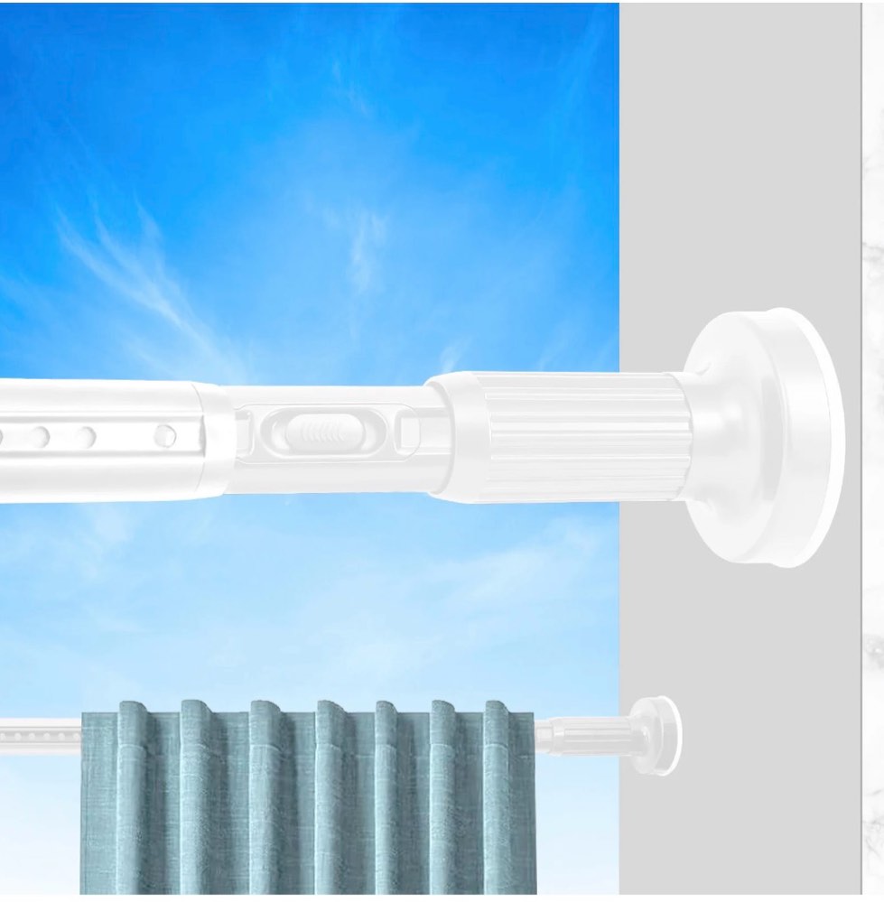 giracoa one-push tension curtain rod, 39-122 inches extra long no drill adjustable spring rod, heavy duty 723 lbs support, rustproof steel for patio outdoor bathroom window, matte white