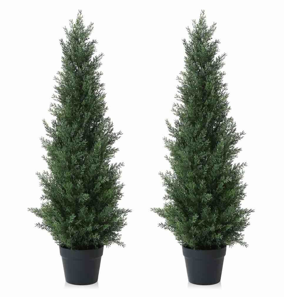 dr. planzen artificial cedar tree 3 ft artificial cedar topiary trees for outdoors potted fake cypress trees faux evergreen plants for home porch decor