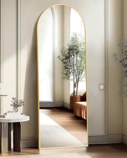 YVANLA 24 x68  Arched Full Length Mirror Floor Standing Mirror with Aluminum Alloy Frame  Gold