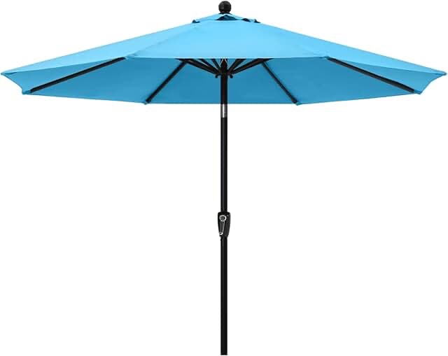 ABCCANOPY 10ft Outdoor Market Hand Push Patio Umbrella With Hanging Edge 12+Colors  Turquoise
