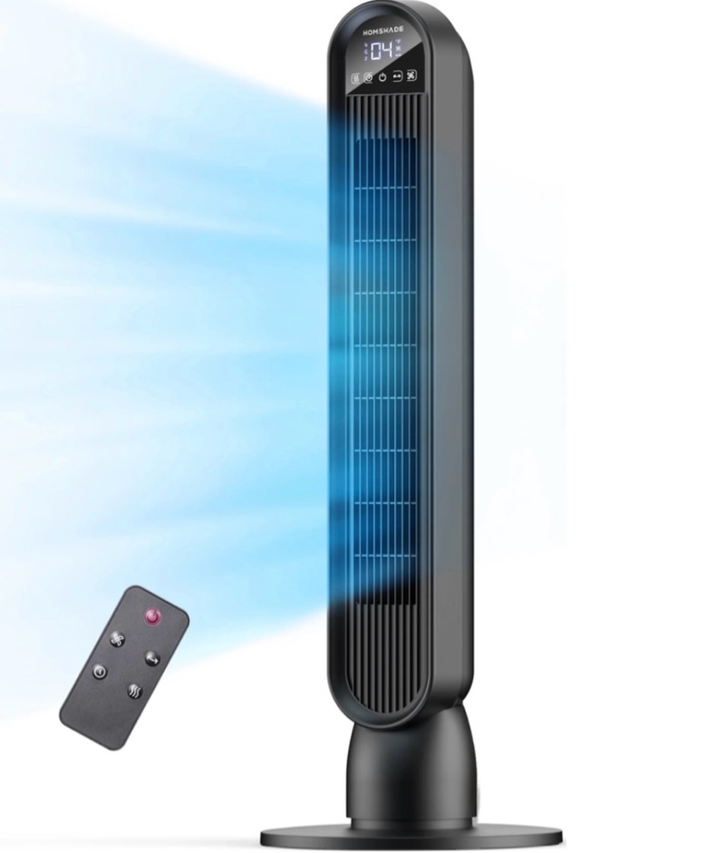 Tower Fan for Home 36  Standing Floor Fan with Remote LED Touchscreen Patbrela Wide Oscillating Fan Quiet Home Fan 26 ft/s High Velocity 4 Speeds 4 Modes 8H Timer