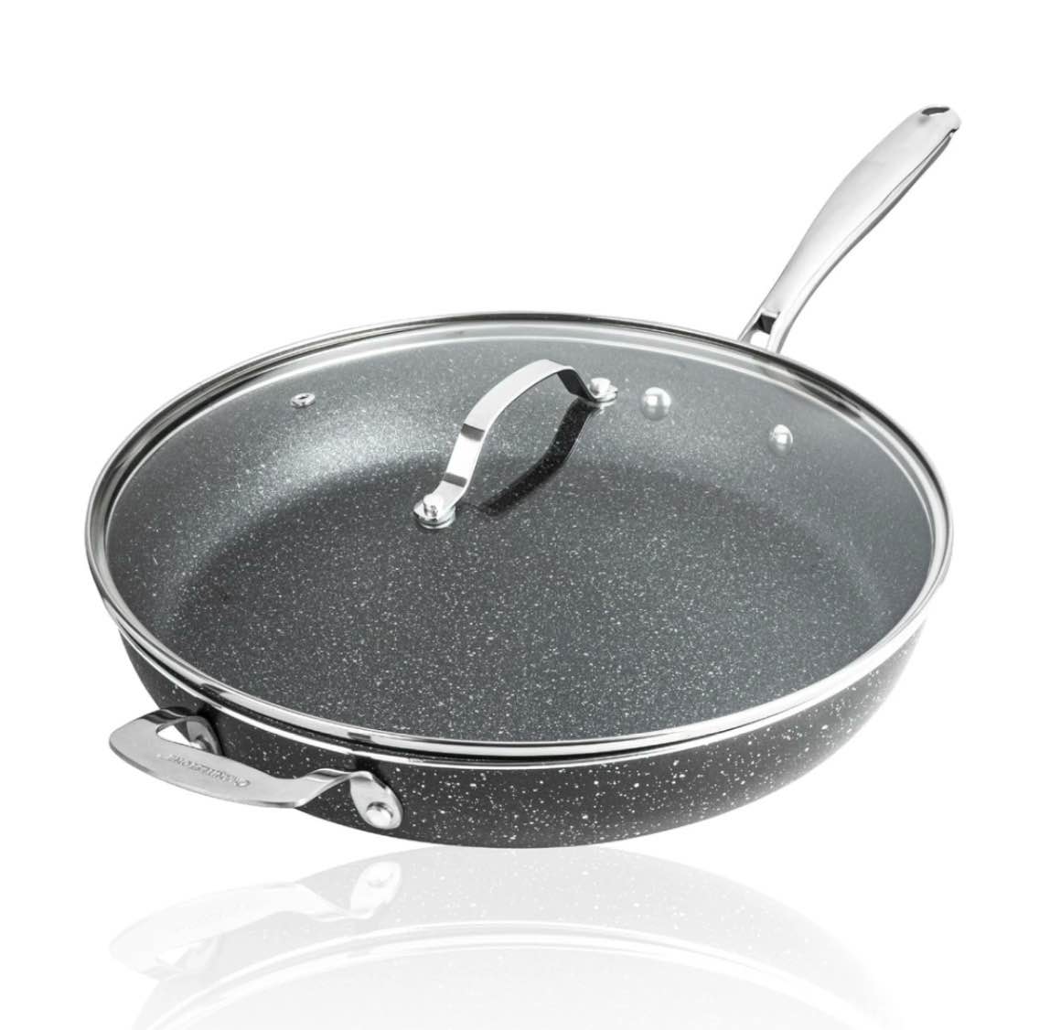Granitestone 14 Inch Large Frying Pan with Lid  Ceramic Non Stick Frying Pans Skillet  Non Toxic Frying Pans Nonstick for Sauté & Cooking  Oven & Dishwasher Safe
