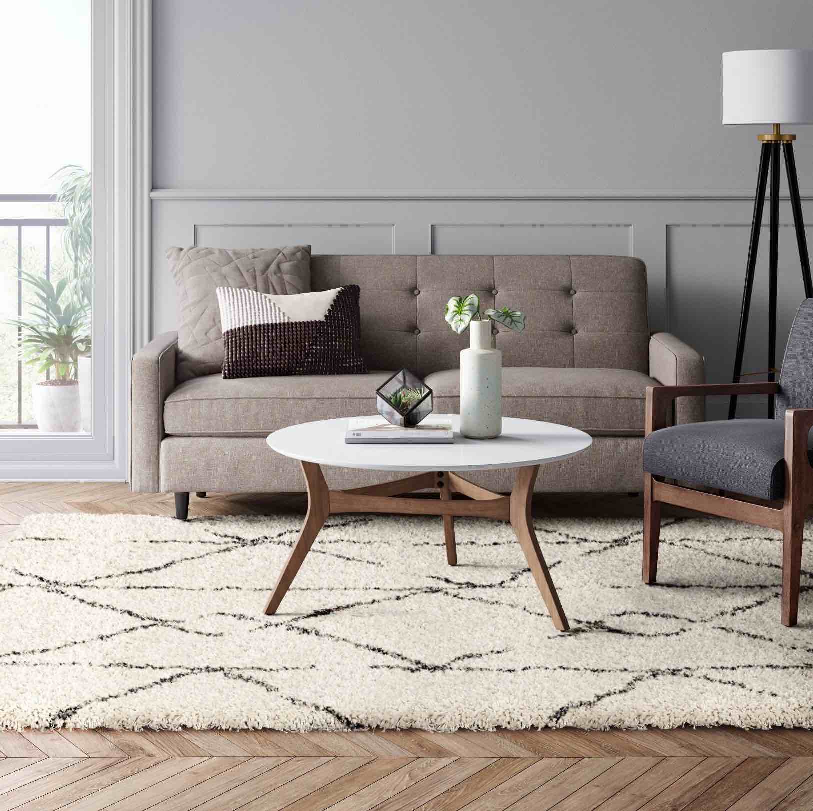 7'X10' Geometric Design Woven Area Rugs Cream/Gray - Threshold™: Modern High Pile Living Room Rug, Fade-Resistant