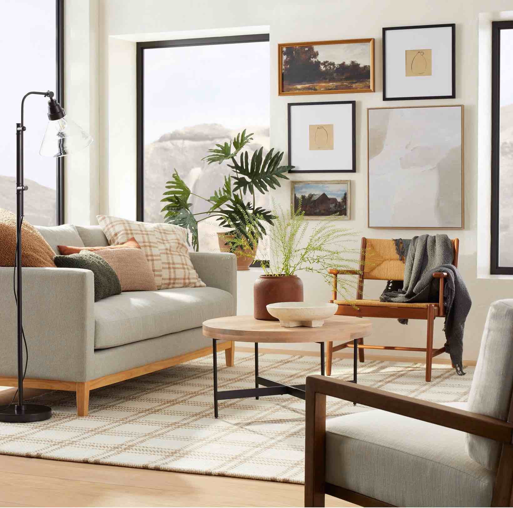 5'x7' Cottonwood Handwoven Plaid Wool/Cotton Area Rug Cream/Tan - Threshold™ designed with Studio McGee