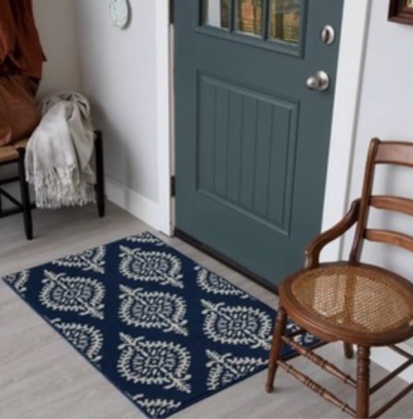 2'6"x4' Washable Paisley Tufted Accent Rugs Indigo - Threshold™: Skid-Resistant, Medium Pile, Indoor, Navy Blue