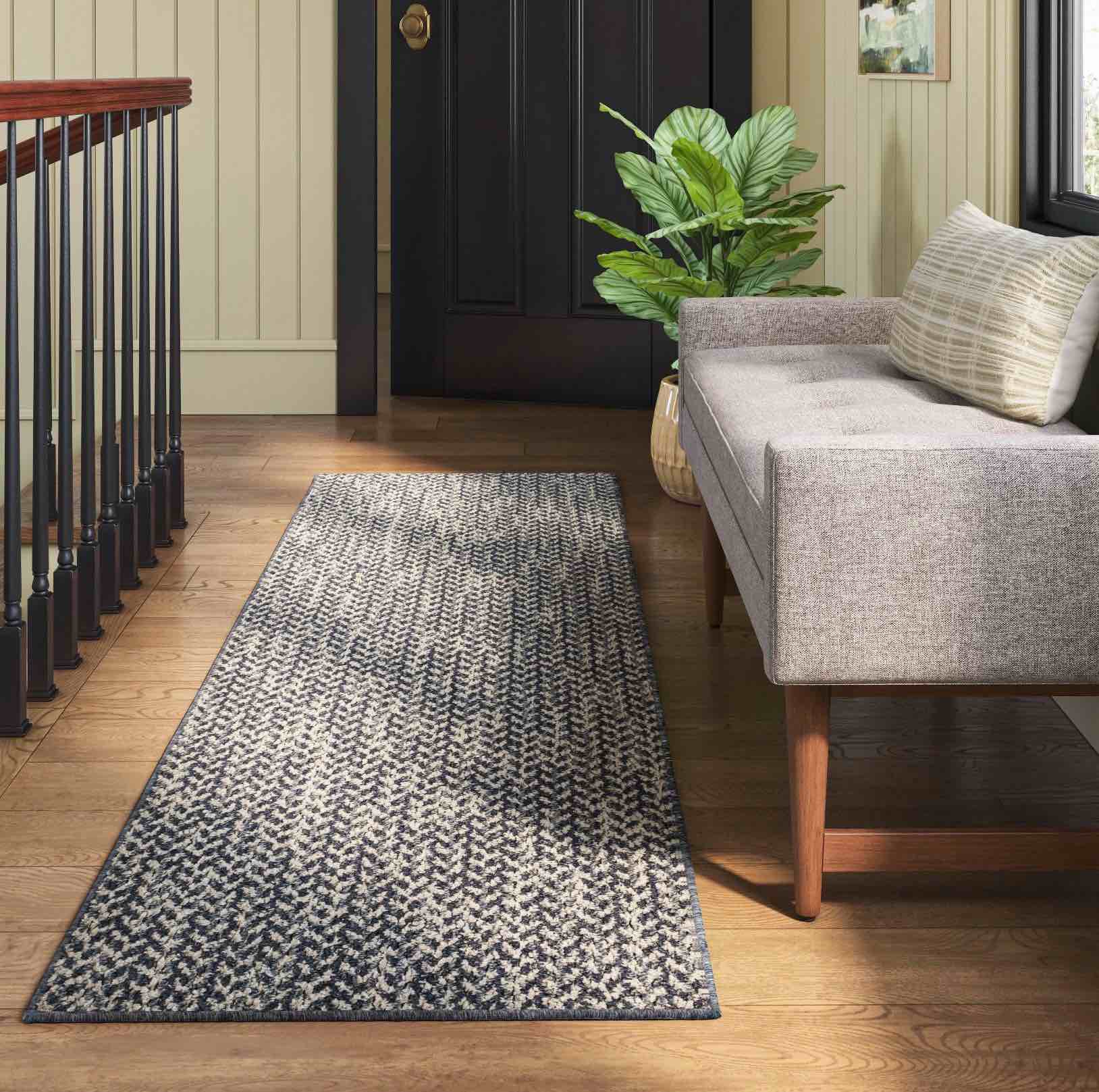 2'x7' washable weave herringbone runner rug indigo - threshold™