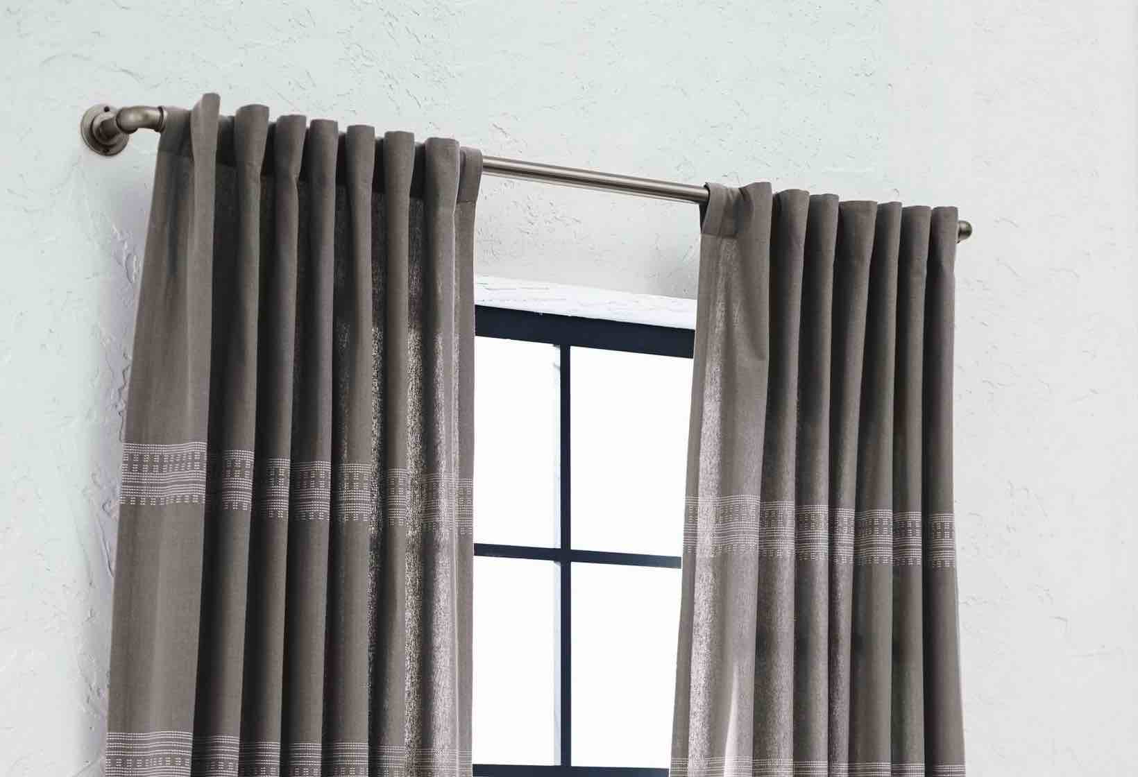 66"-120" French Pipe Curtain Rod Pewter - Threshold™: Adjustable Metal, Antique Finish, Industrial Style