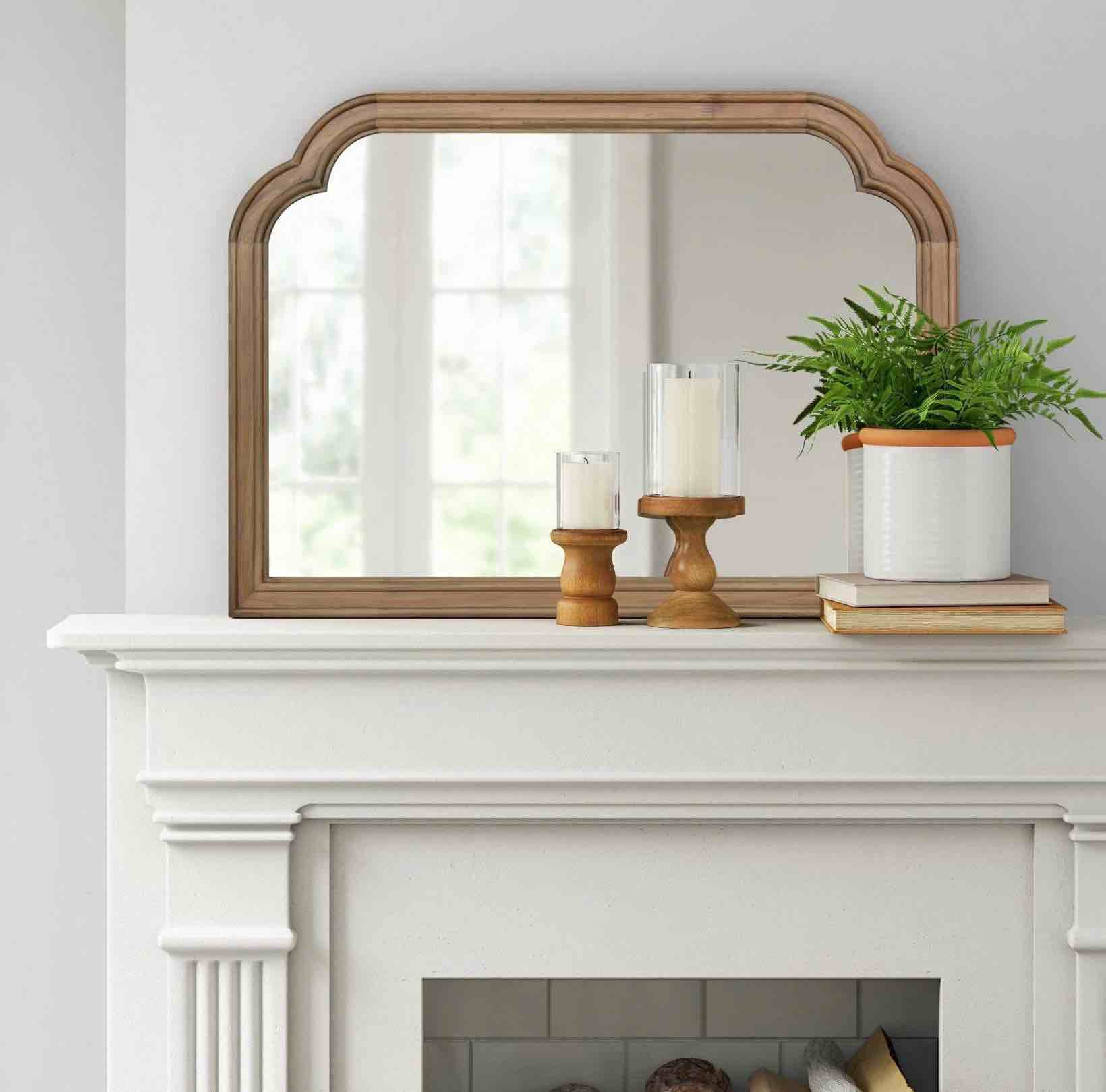 36" x 26" French Country Mantle Wood Mirror Natural - Threshold™