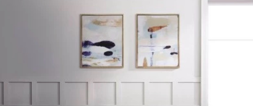 (Set of 2) 24" x 30" Abstract Framed Wall Art Canvas Beige - Project 62™: Modern Decor, Pine Frame