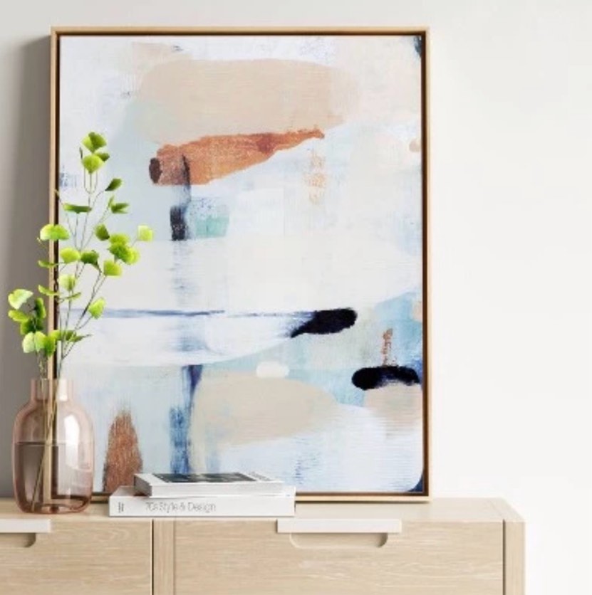 (Set of 2) 24" x 30" Abstract Framed Wall Art Canvas Beige - Project 62™: Modern Decor, Pine Frame