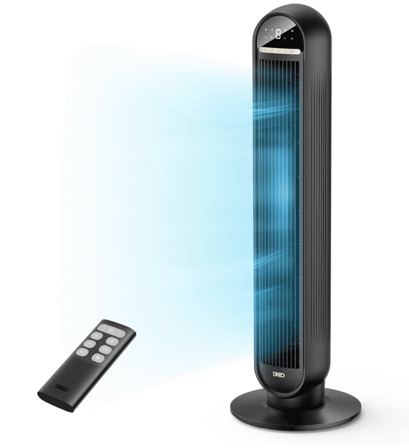 dreo 36 tower fan 20db ultra quiet fans for home 8 speeds & 4 modes 28ft/s powerful airflow 90° oscillating standing fan with remote 8h timer 2026 new upgraded