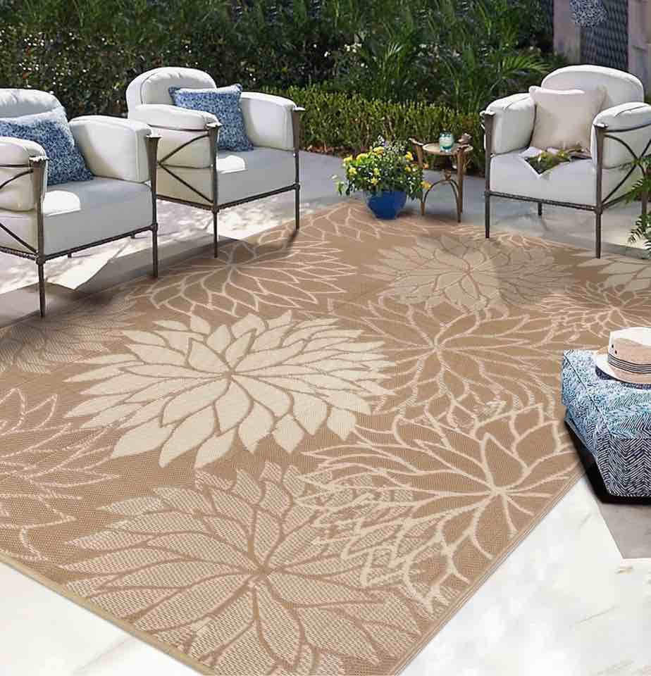 ileading outdoor rugs for patios clearance 9'x12' waterproof patio mat plastic straw rug reversible rv camping tent rug outside area rug for rv, patios,deck, beach,balcony, camping