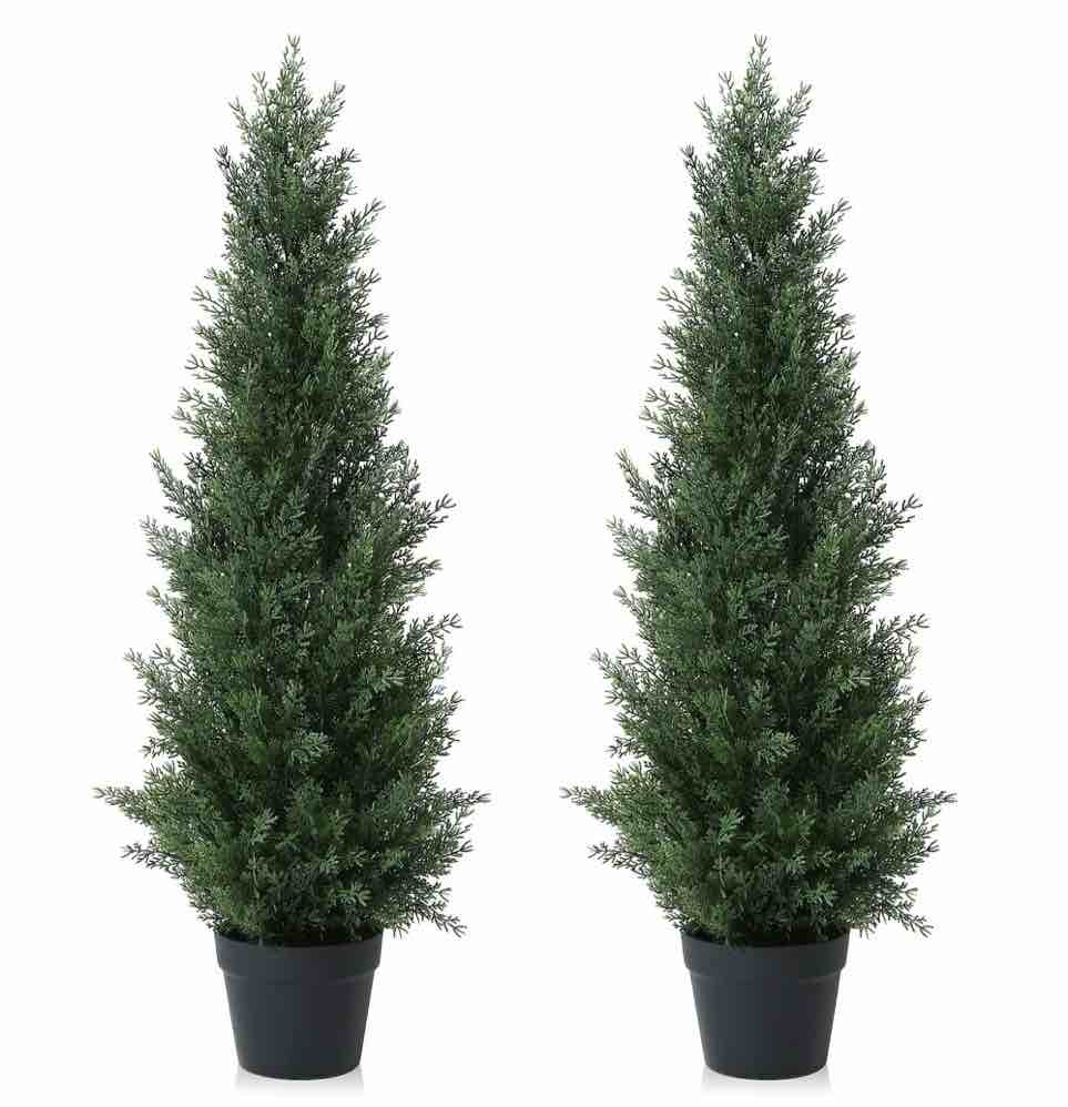 dr. planzen artificial cedar tree 3 ft artificial cedar topiary trees for outdoors potted fake cypress trees faux evergreen plants for home porch decor