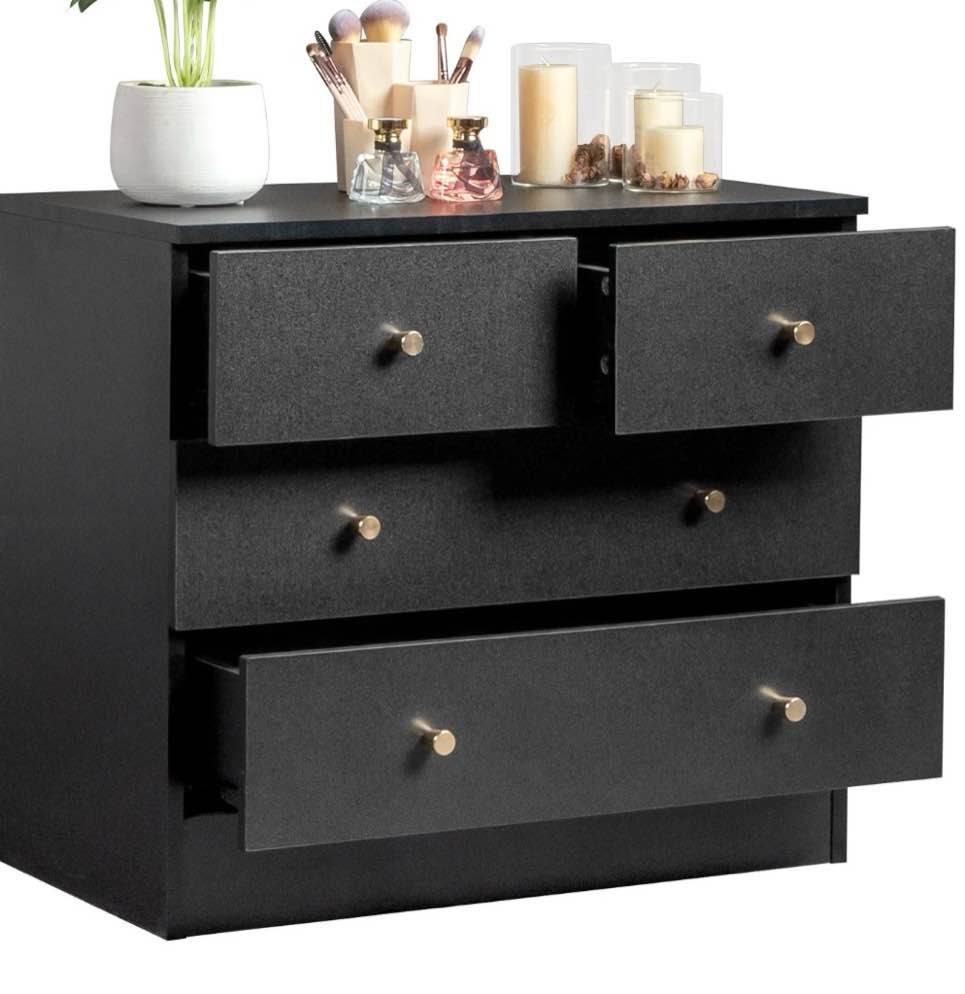 ubesgoo modern wood 4-drawer dresser chest bedside table for bedroom,living room,black