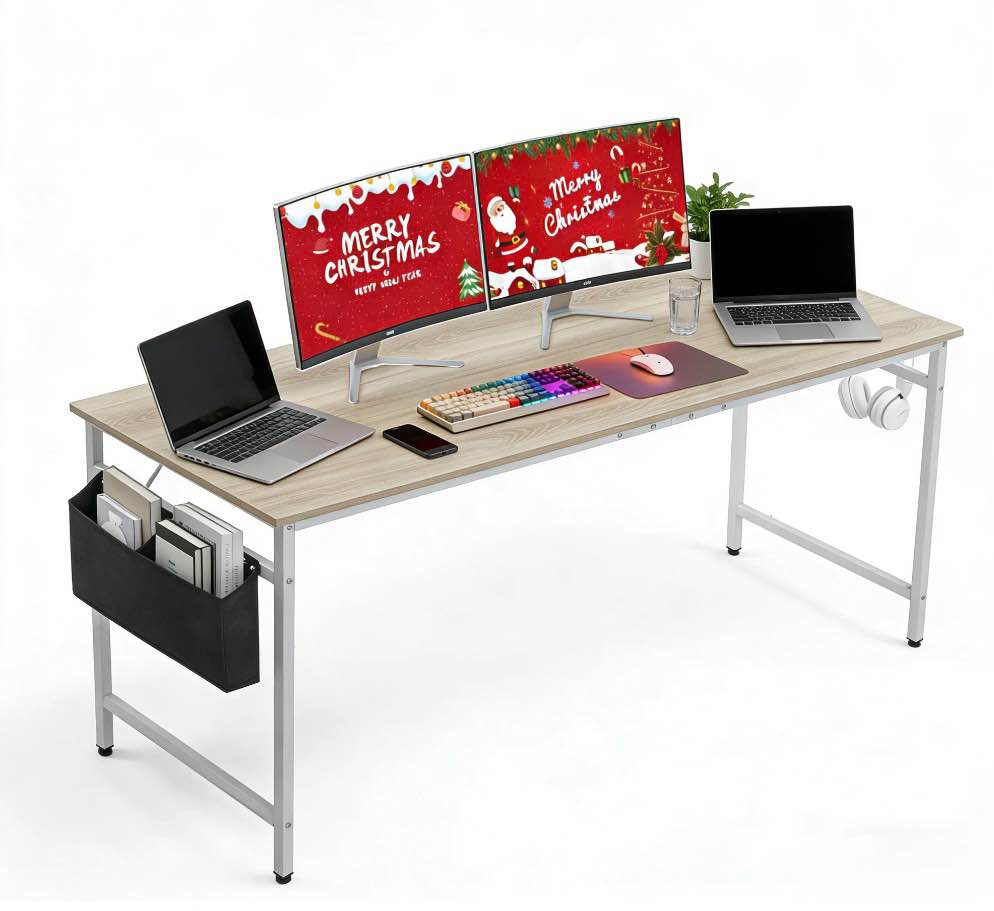 ktaxon 63" wood computer desk pc laptop study table workstation home office furniture, gray