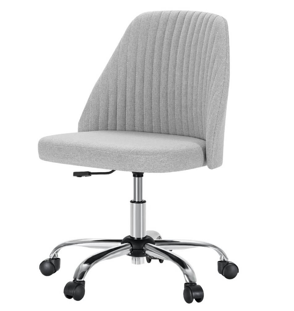 Yoyomax Home Office Chair  Mid Back Fabric Upholstered Chair Armless Desk Chair for Bedroom  Vanity Room  Gray