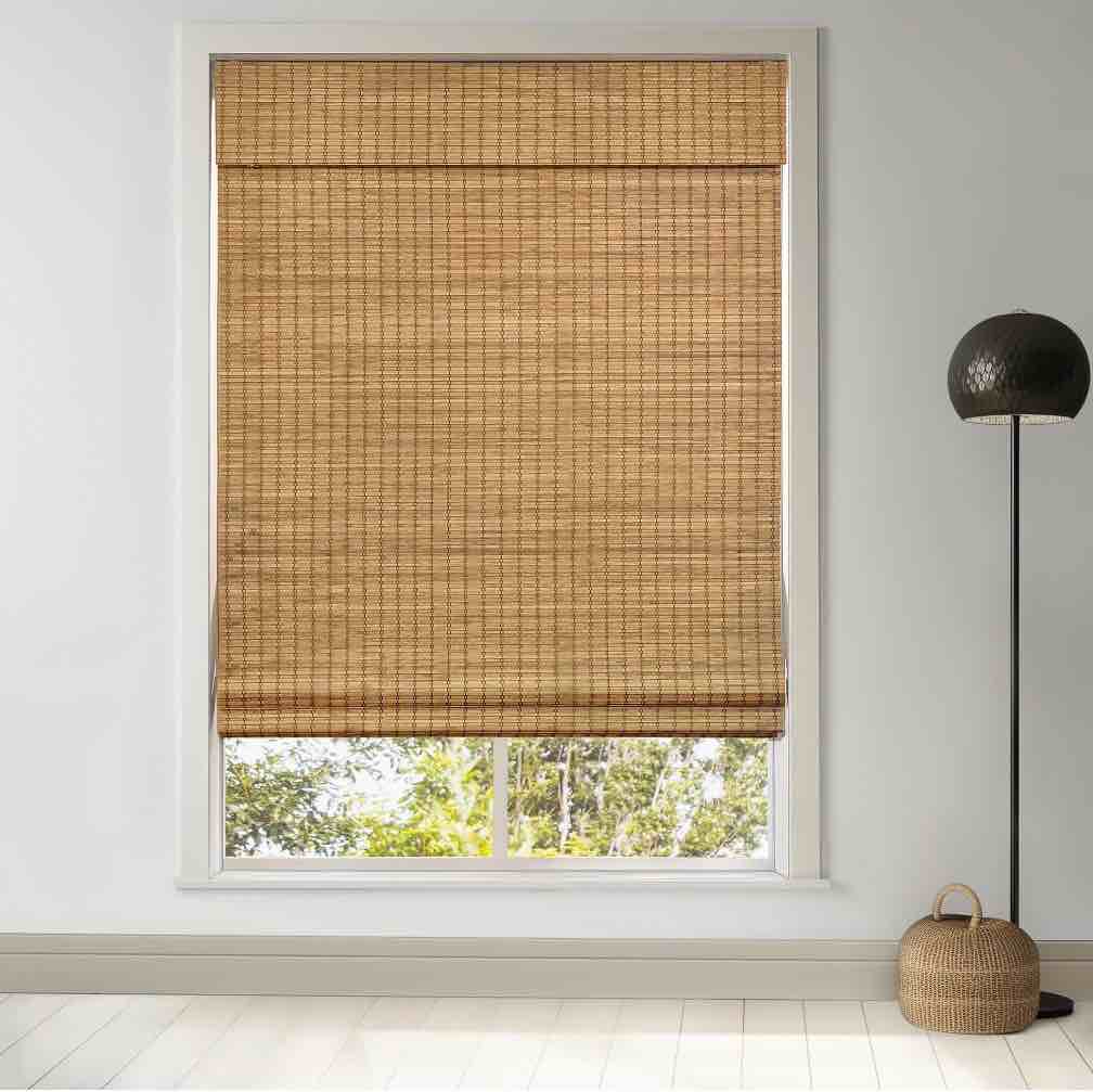 LazBlinds Cordless Bamboo Roman Shades  Privacy Blinds for Interior Windows  Room Darkening Roll Up Bamboo Blinds for Home & Patio  46.5  W x 48  H  Highfield Teak