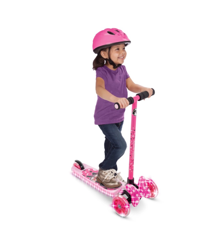 huffy disney minnie mouse light-up toddler scooter  3-wheel design  ages 3+  pink