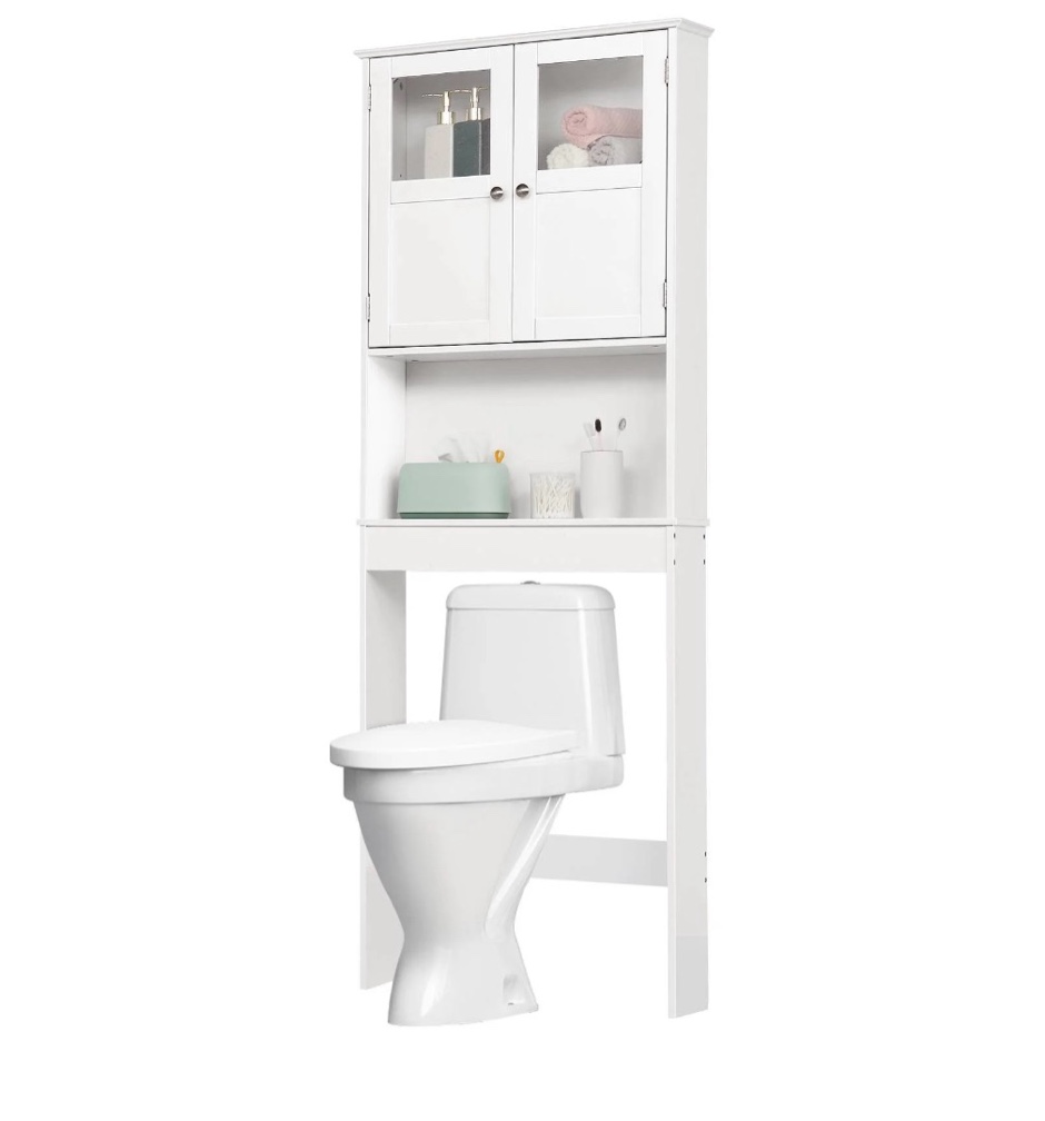 ktaxon over the toilet bathroom storage cabinet with 2 doors & 3 storage shelves space saver white