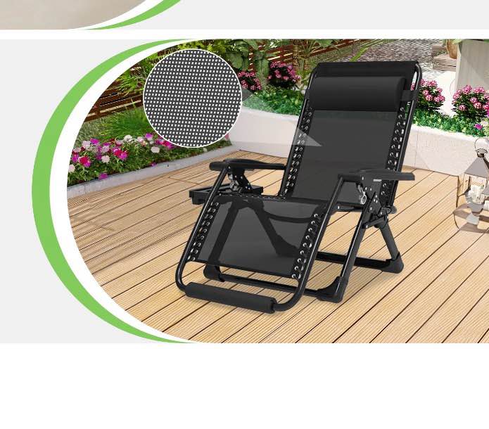Condition photo showing Good Condition for gvdv oversized zero gravity chair, 33in xxl lounge chair 500lbs capcity lawn patio reclining chair upgraded alloy lock and cup holder, for indoor outdoor, black