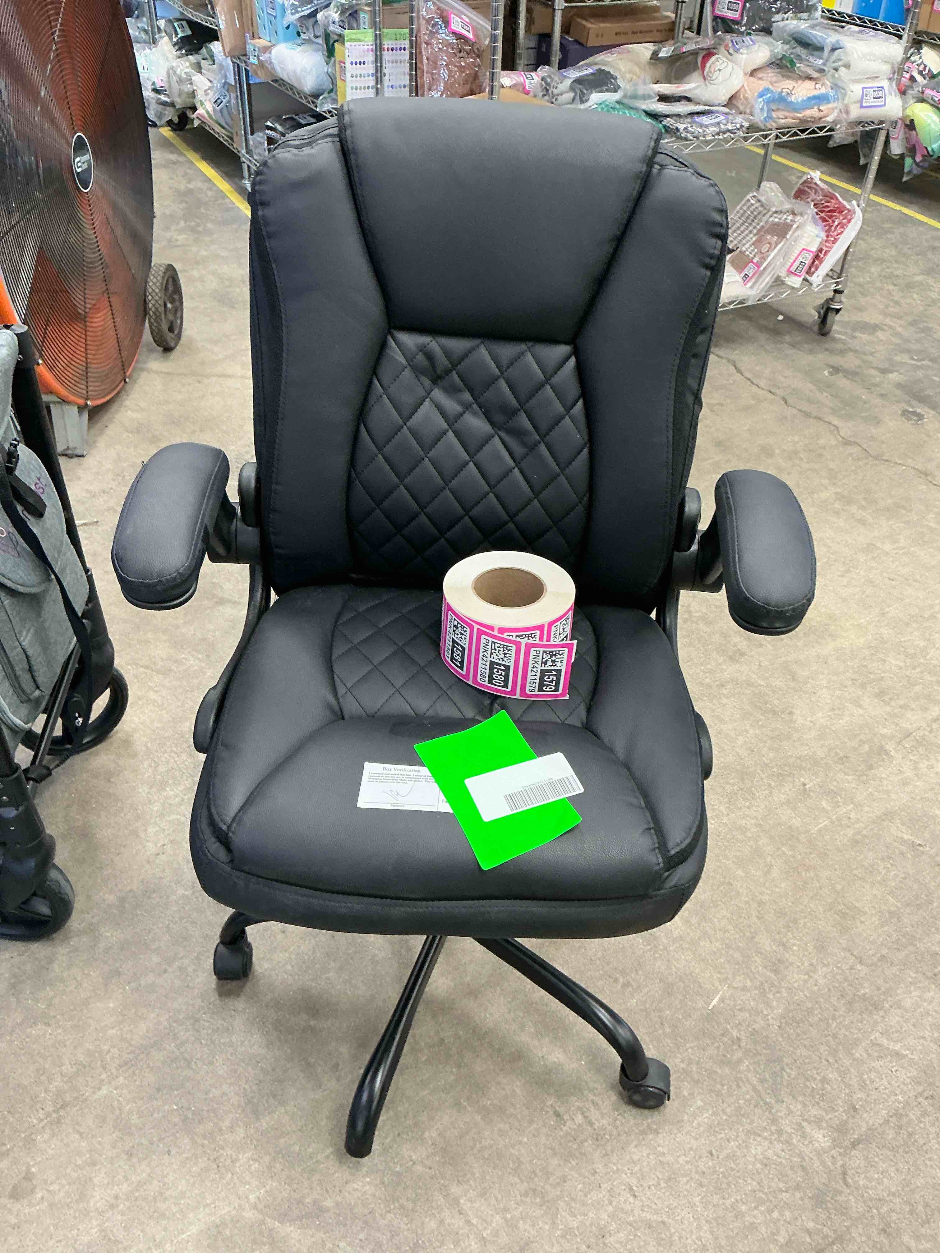 Condition photo showing As Is for athope leather office chair, 400lbs ergonomic desk chairs with back support, computer chair with wheels and adjustable armrest for home office, 360°swivel free, black