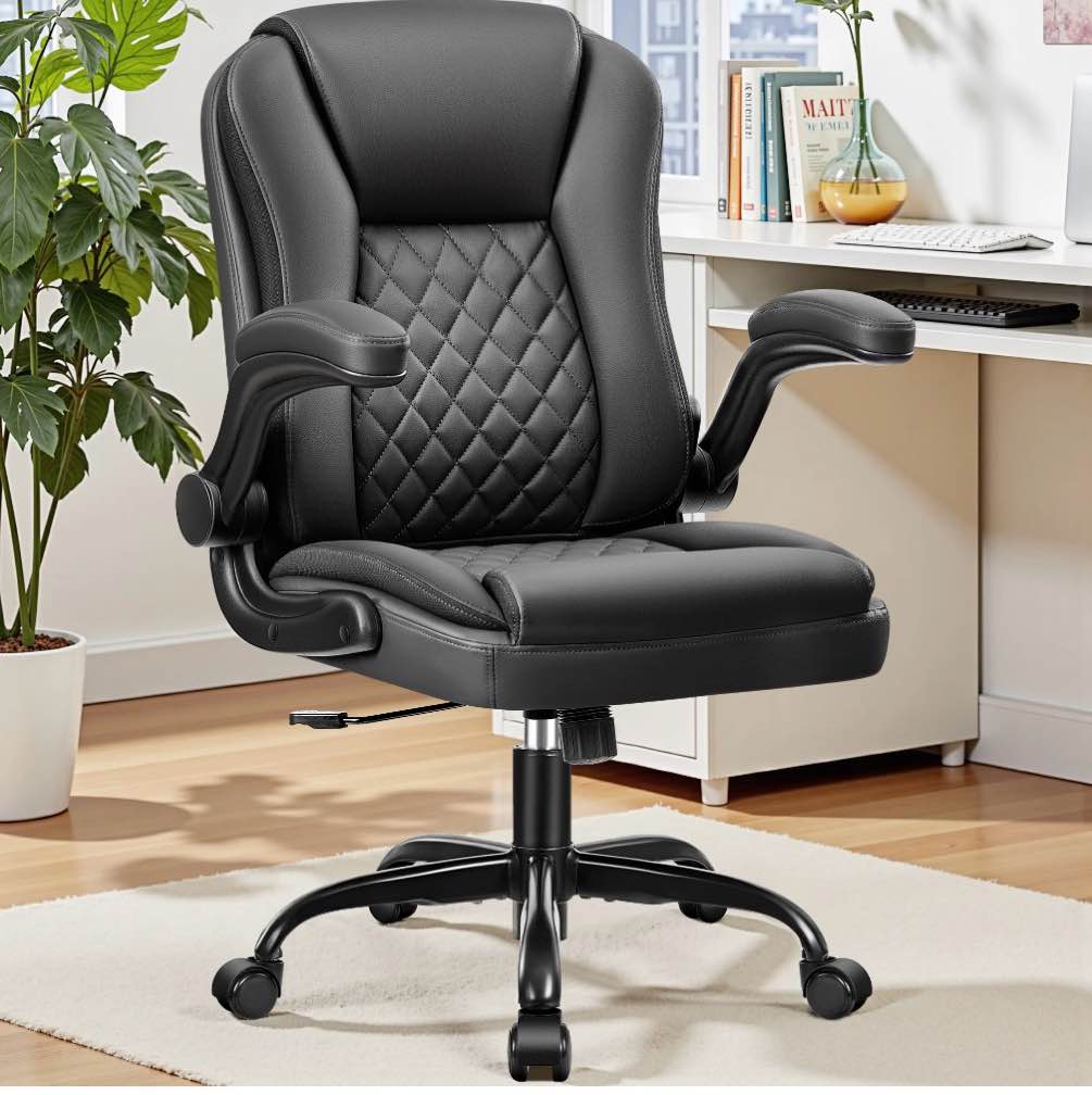 athope leather office chair, 400lbs ergonomic desk chairs with back support, computer chair with wheels and adjustable armrest for home office, 360°swivel free, black