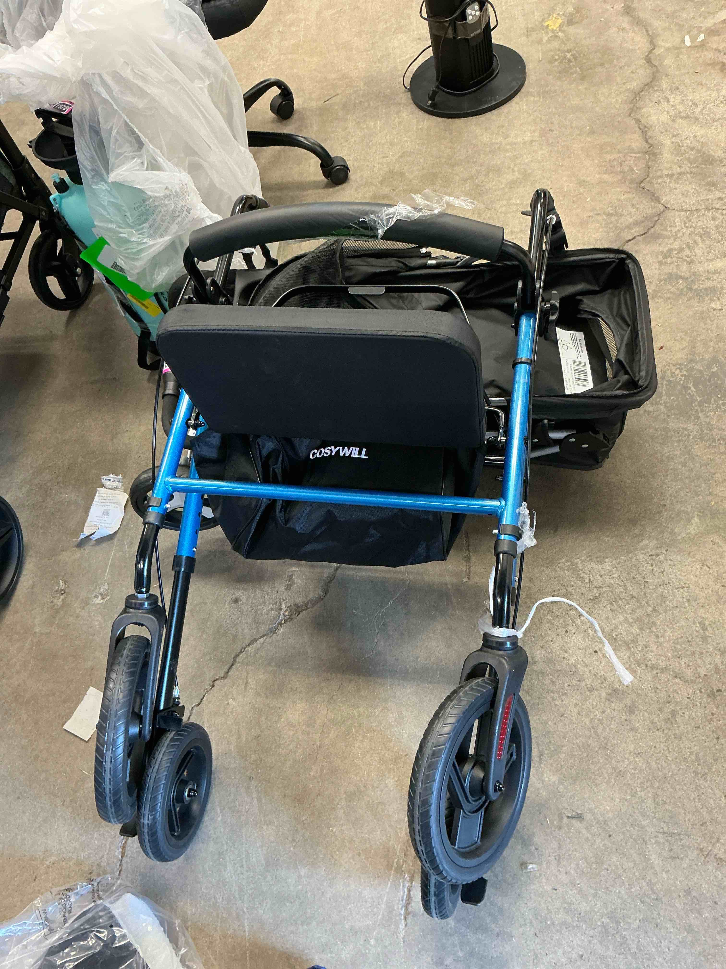 Condition photo showing Good Condition for cosywill rollator walker with seat,foldable walkers for seniors,mobility walkers with 10'' big wheels,adjustable handles and seat height,blue