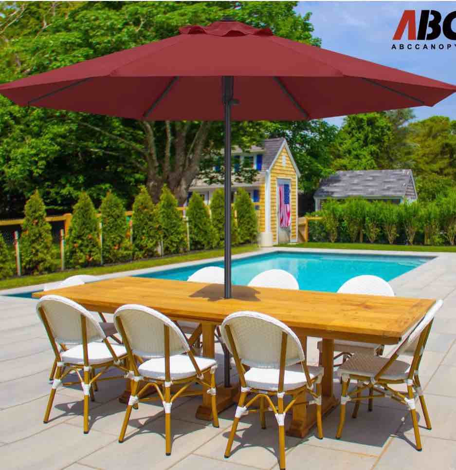 abccanopy 10ft outdoor market hand push patio umbrella 12+colors burgundy