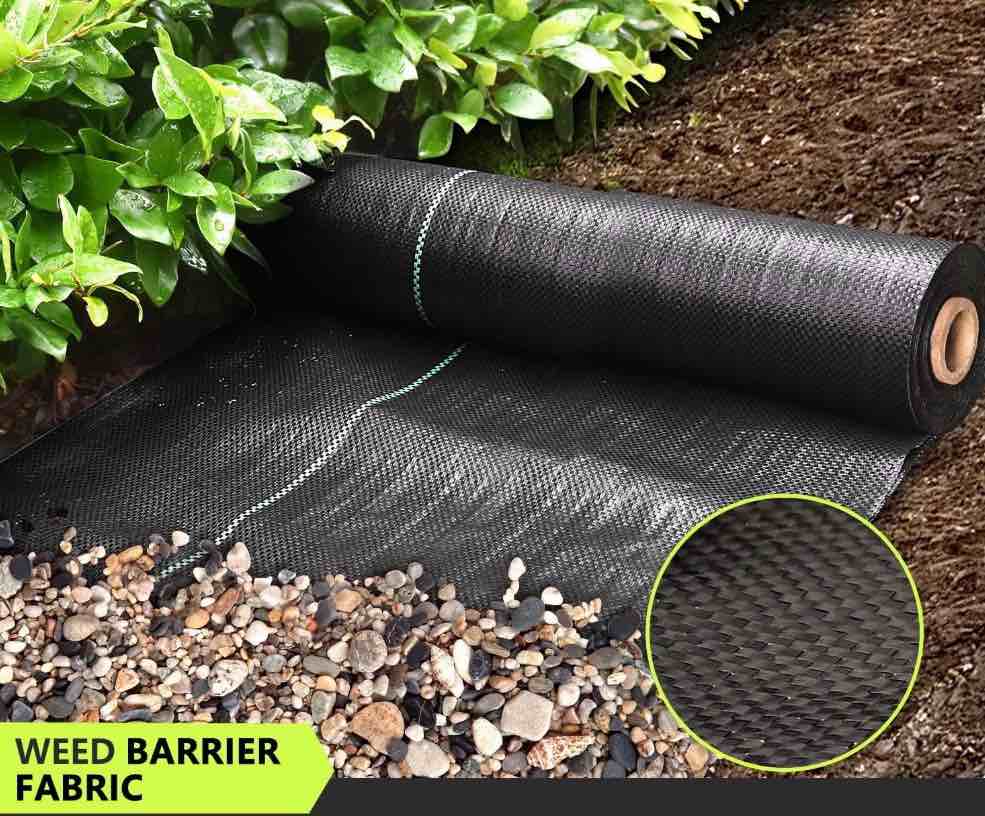 bshapplus® 3.3x50ft weed barrier fabric,3.2oz landscape fabric,heavy duty geotextile fabric with 12 u-shaped securing pegs,woven ground cover for commercial greenhouse,yard,garden barrier cloth
