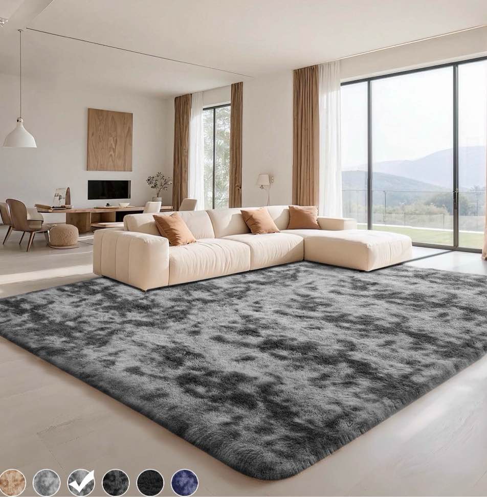 CozyDesg 9ft x 12ft Area Rugs, Soft Fluffy Area Rugs Floor Mat Floor Rugs for Living Room Bedroom Modern Decor Carpet,Dark Gray