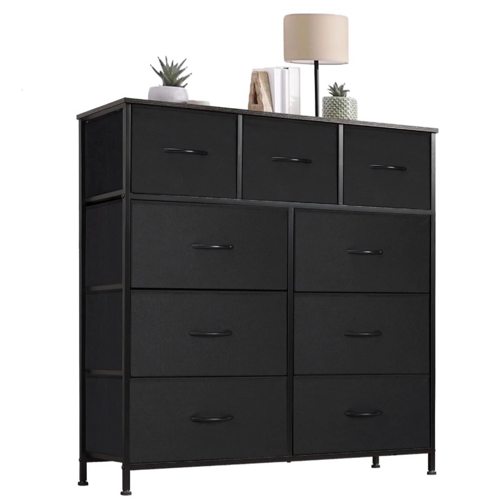 CONCETTA 9-Drawer Fabric Dresser Storage Chest for Bedroom, Closet, Storage Furniture for Adults, Black