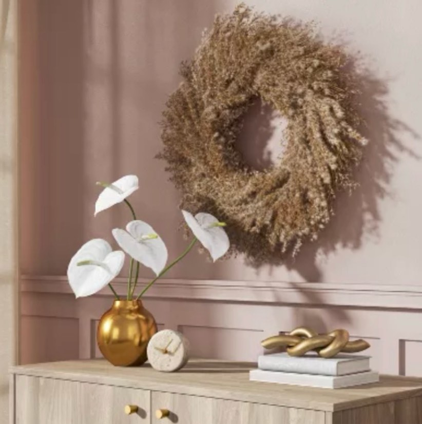 pampas preserved dried wreath brown - threshold™