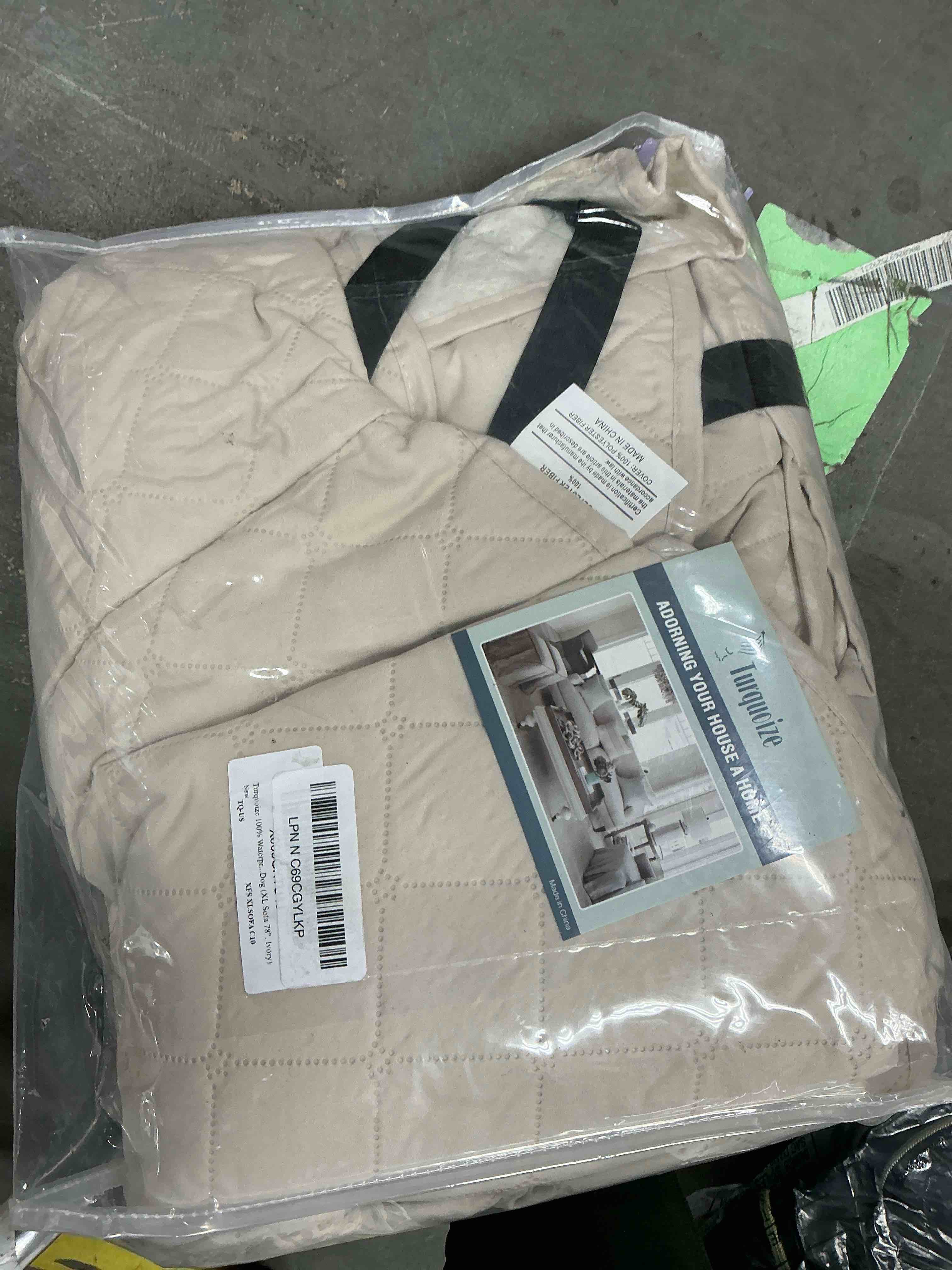 Condition photo showing Good Condition for turquoize 100% waterproof sofa covers couch cover sofa cover for dogs couch protector triple non-slip sofa slipcover for 3 cushion couch furniture protector for pets, kids,dog (xl sofa 78", ivory) 78" sofa xl-xl large ivory