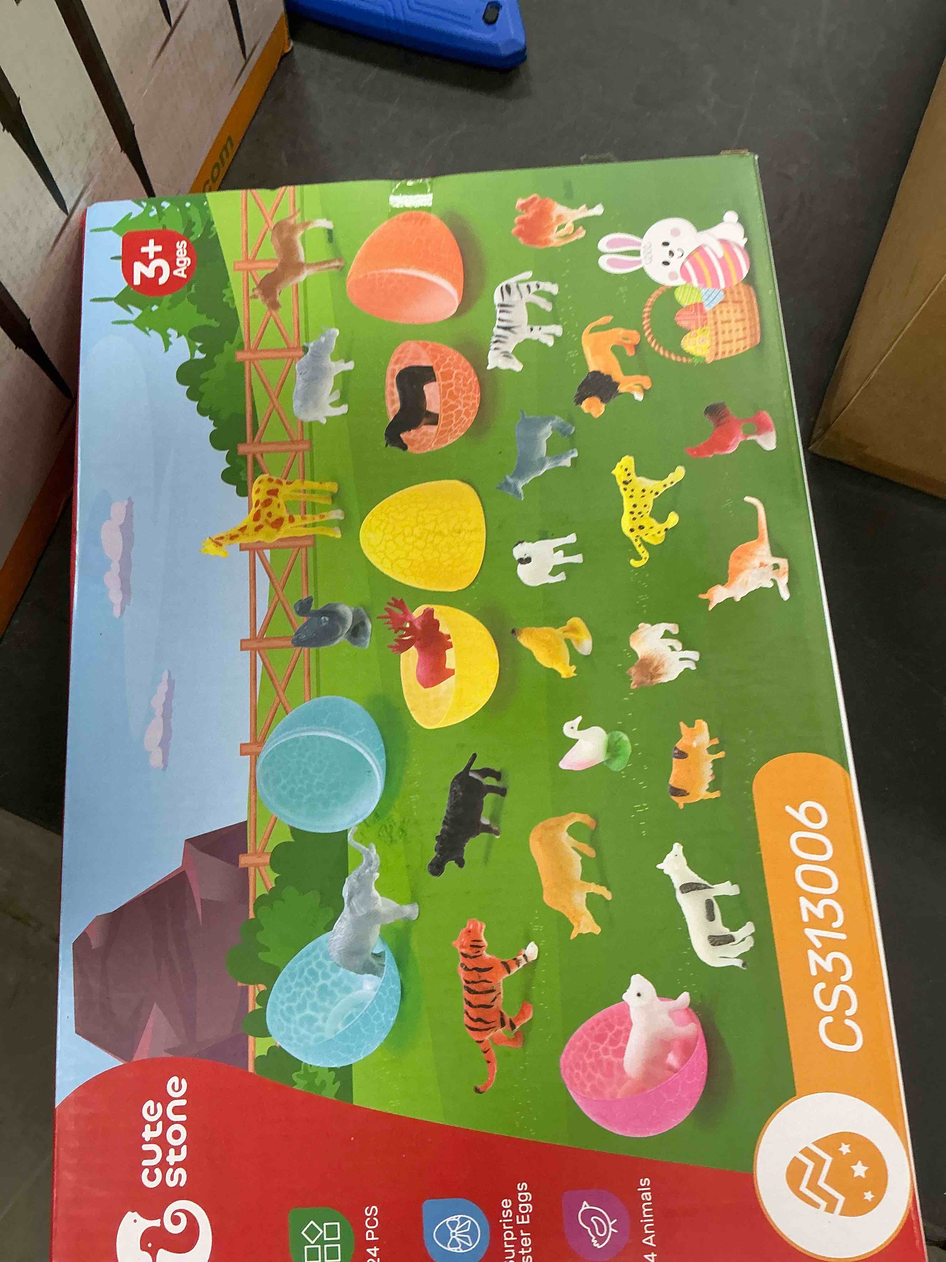 Condition photo showing New/Like New for cute stone 24 pcs animals figures toys, realistic wild zoo animal figurines, animal learning toys for kids toddlers boys