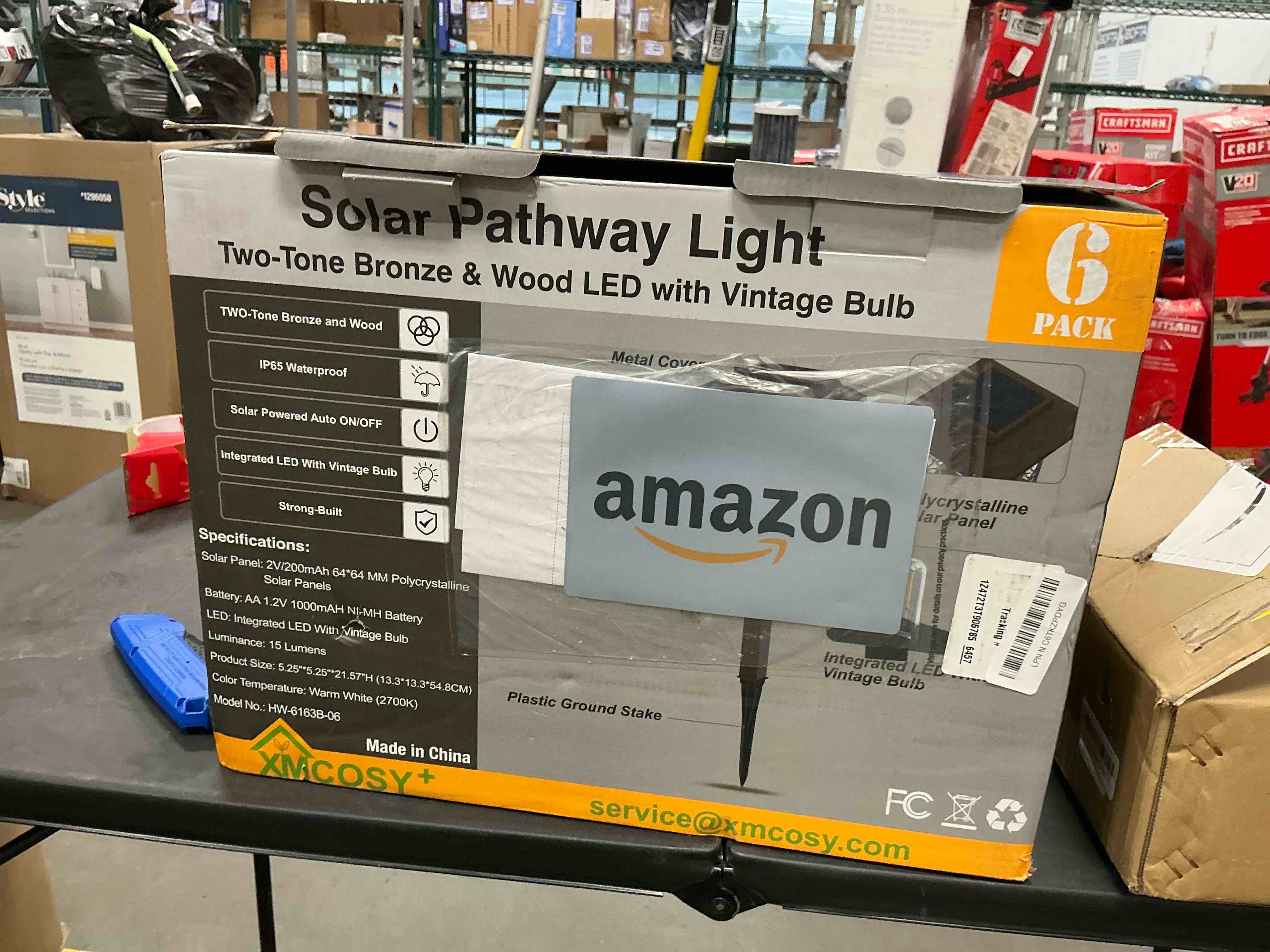Condition photo showing New/Like New for xmcosy+ solar outdoor lights waterproof ip65, solar-powered garden/yard/pathway lights with warm white 2-tone bronze-wood stainless steel design for landscape driveway walkway decorative 6 pack