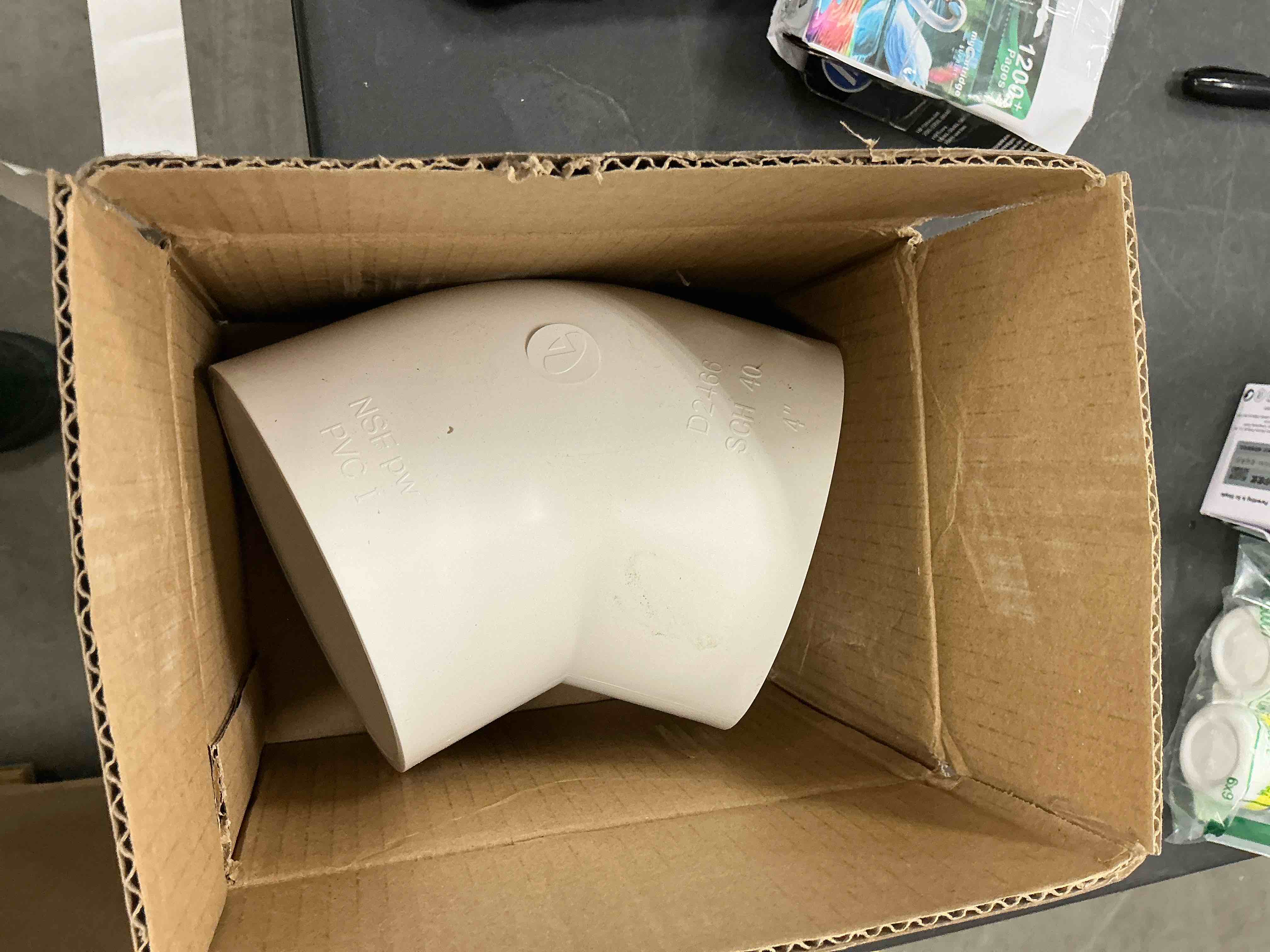 Condition photo showing New/Like New for 4" 45 degree pvc elbow pipe fitting connector (socket x socket) furniture build grade sch40 4 inch 45 degree elbow pvc corner adapter for home sewer plumbing water line 4inch 45°elbow