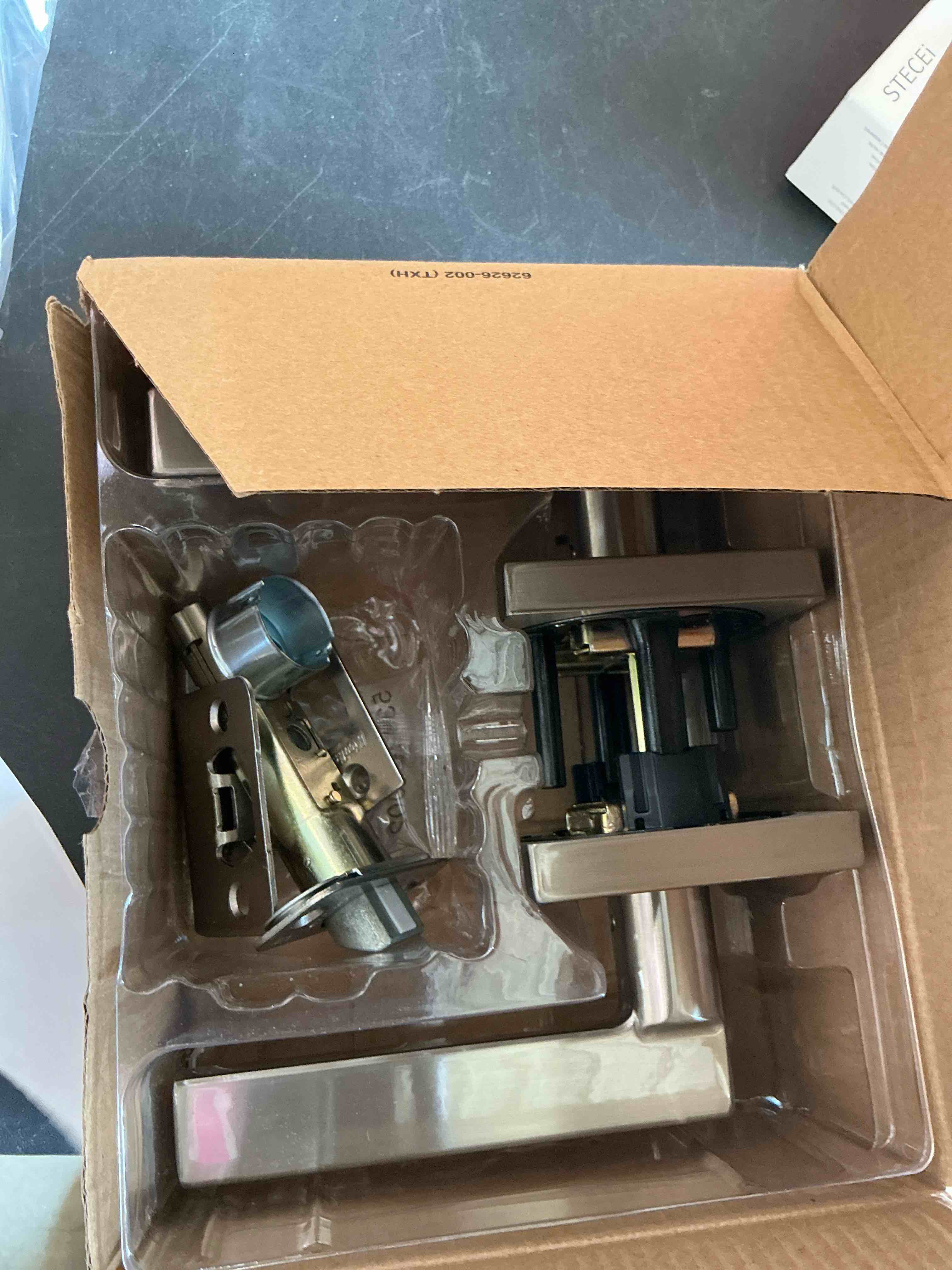 Condition photo showing Good Condition for kwikset halifax interior passage door handle, lever for closet and hallway doors, reversible non-locking handle lever, satin nickel, with microban protection satin nickel 1 pack passage