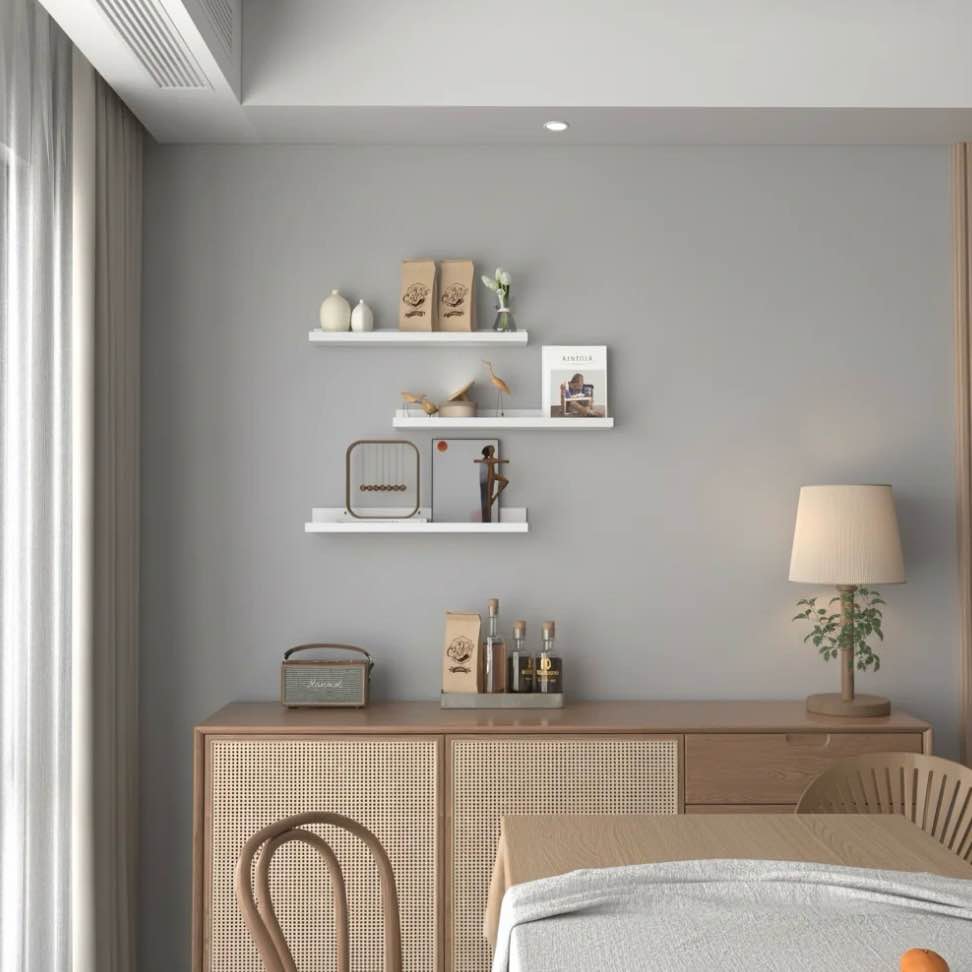 Floating Wall Shelves Set of 3  36 inch Mounted Picture Ledge Shelf with Lip for Bathroom  Living Room  Kitchen  White